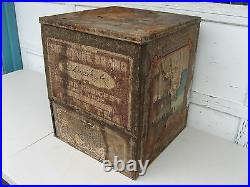 1890s lg TIN JAPAN TEA STORE BIN -J. MILLS ELY Co. DISPLAY- ANTIQUE COFFEE RARE