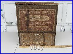 1890s lg TIN JAPAN TEA STORE BIN -J. MILLS ELY Co. DISPLAY- ANTIQUE COFFEE RARE