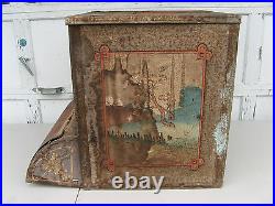 1890s lg TIN JAPAN TEA STORE BIN -J. MILLS ELY Co. DISPLAY- ANTIQUE COFFEE RARE