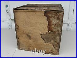 1890s lg TIN JAPAN TEA STORE BIN -J. MILLS ELY Co. DISPLAY- ANTIQUE COFFEE RARE