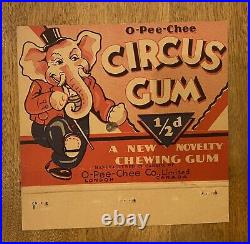 1940s O Pee Chee Circus Gum Store Counter Display Box Header Card BEYOND RARE