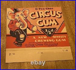 1940s O Pee Chee Circus Gum Store Counter Display Box Header Card BEYOND RARE