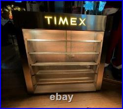 1973 Huge MOTION LIGHT Timex Watch Store Display Case Cabinet Vtg Rare Sign Ad