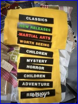 1980s Video Store Genre Sign Lot Display Rental VHS 80s VTG Vintage Rare