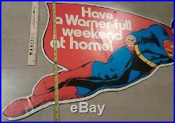 1981 SUPERMAN WARNER Home Movie Display PROMO Advertising Sign 36in x 18in RARE