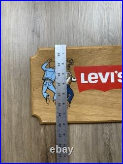 70s Vintage Levi's Hand Painted Wooden Store Display Sign Advertisement Rare