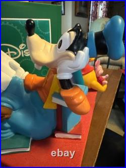 A Rare Disney Store Display Library Books, Goofy Mickey, Mini Donald Duck, 