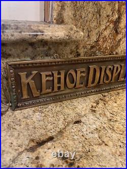 ANTIQUE KEHOE DISPLAY FIXTURE CO. RARE Antique Brass Store Display Sign