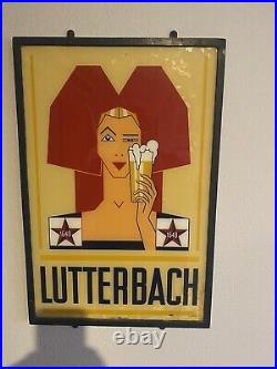 Ancienne Et Rare Plaque Verre Brasserie Lutterbach