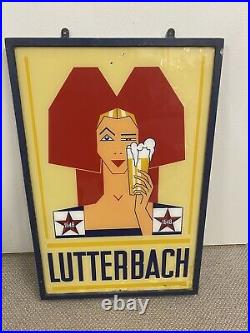 Ancienne Et Rare Plaque Verre Brasserie Lutterbach