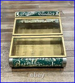 Antique BUNTE CANDY Store Display Advertising GENERAL STORE Tin & Glass RARE