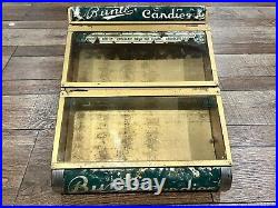 Antique BUNTE CANDY Store Display Advertising GENERAL STORE Tin & Glass RARE