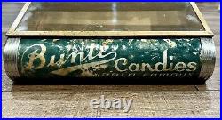 Antique BUNTE CANDY Store Display Advertising GENERAL STORE Tin & Glass RARE