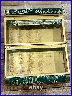 Antique BUNTE CANDY Store Display Advertising GENERAL STORE Tin & Glass RARE