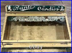 Antique BUNTE CANDY Store Display Advertising GENERAL STORE Tin & Glass RARE