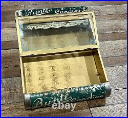 Antique BUNTE CANDY Store Display Advertising GENERAL STORE Tin & Glass RARE