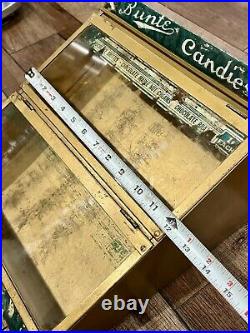 Antique BUNTE CANDY Store Display Advertising GENERAL STORE Tin & Glass RARE