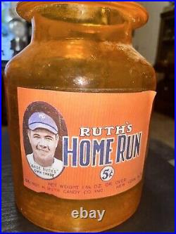 Antique Babe Ruths Home Run Candy Bar Chocolate General Store Jar Display Rare
