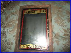 Antique Frank Schoble Hats Advertising Reverse Painted Mirror Philadelphia Rare
