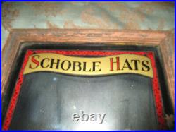 Antique Frank Schoble Hats Advertising Reverse Painted Mirror Philadelphia Rare
