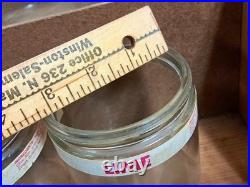 Antique Gillihams Candy Stick Glass Holder Jars In Wood Store Display Rare