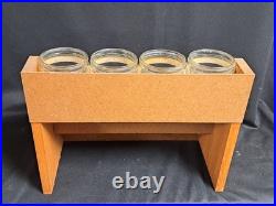 Antique Gillihams Candy Stick Glass Holder Jars In Wood Store Display Rare