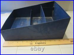 Antique Large Tin Counter Top Store Display Box Stand Blue Rare