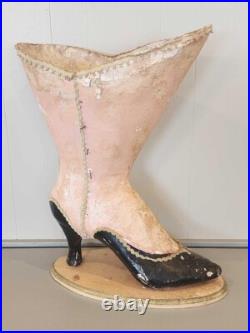 Antique Oversized Victorian Shoe 27 Paper mache trade sign, store display RARE