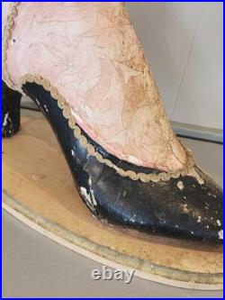 Antique Oversized Victorian Shoe 27 Paper mache trade sign, store display RARE