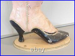 Antique Oversized Victorian Shoe 27 Paper mache trade sign, store display RARE