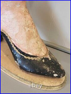 Antique Oversized Victorian Shoe 27 Paper mache trade sign, store display RARE