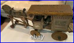 Antique Rare Large Store Display Borden's Horse Drawn Wagon Made Of Wood