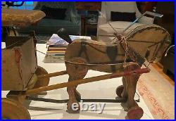 Antique Rare Large Store Display Borden's Horse Drawn Wagon Made Of Wood