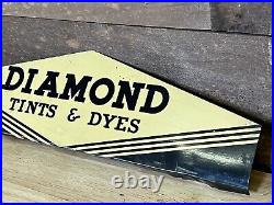 Antique THE DIAMOND DYES Store Display Tin Sign Rare Topper Dealer Sign