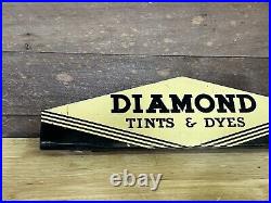 Antique THE DIAMOND DYES Store Display Tin Sign Rare Topper Dealer Sign