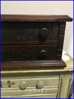 Antique Willimantic Thread/ Spool Store Counter 2 Drawer Display Cabinet Rare