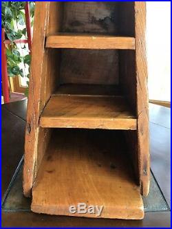 Antique Wood Country General Store Paper Bag Sack Organizer Holds 5 Sizes RARE