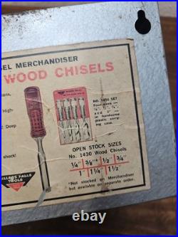 B7- RARE vintage MILLERS FALLS Wood Chisels Hardware Store Display Rack Sign