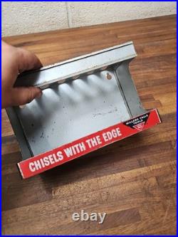 B72- RARE vintage MILLERS FALLS Wood Chisels Hardware Store Display Rack Sign