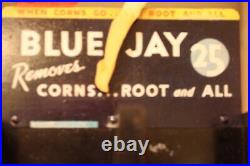 BLUE-JAY Advertising Metal Display Co. Corn Plaster Cure Salve Nodder Rocks RARE