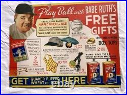 Babe Ruth 1930s Quaker Oats Counter Store Display Stand Vintage RARE! Puffed