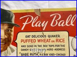 Babe Ruth 1930s Quaker Oats Counter Store Display Stand Vintage RARE! Puffed