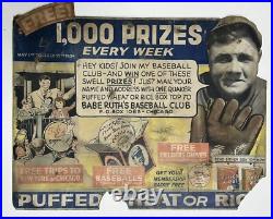Babe Ruth RARE 1934 Store Advertising Sign Display Baseball Glove Puffed Wheat