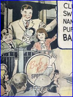 Babe Ruth RARE 1934 Store Advertising Sign Display Baseball Glove Puffed Wheat