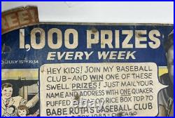 Babe Ruth RARE 1934 Store Advertising Sign Display Baseball Glove Puffed Wheat