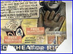 Babe Ruth RARE 1934 Store Advertising Sign Display Baseball Glove Puffed Wheat