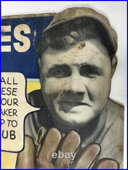 Babe Ruth RARE 1934 Store Advertising Sign Display Baseball Glove Puffed Wheat