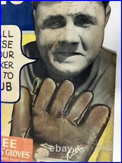 Babe Ruth RARE 1934 Store Advertising Sign Display Baseball Glove Puffed Wheat