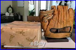 Bob Feller Jc Higgins Split Finger Baseball Glove And Store Display Box Rare