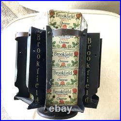 Brookfield Cheese Vintage Tin Country Store Revolving Display Stand. Rare